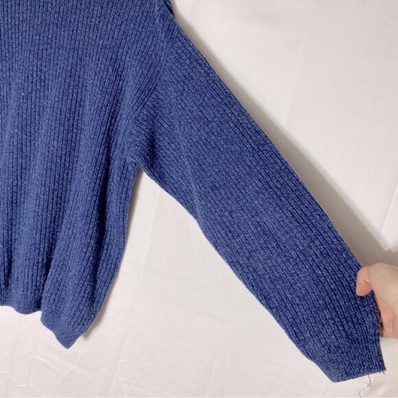Vintage Northern Reflections Cottage Essentials Blue Ribbed Knit V Nk Sweater M - Picture 13 of 15